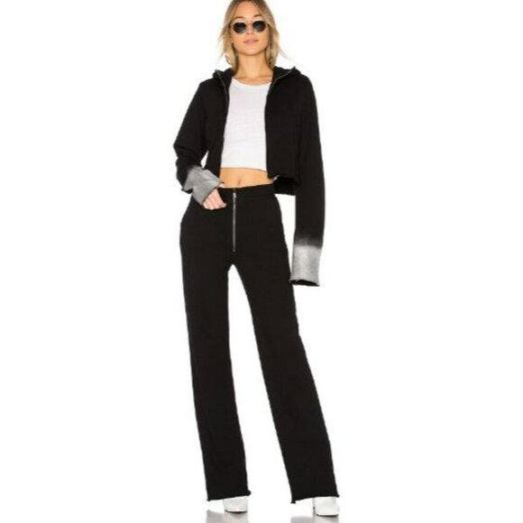 Cotton Citizen Sweat Pants The Manhattan High Waisted Black Zip Size Large NWT - Picture 1 of 10